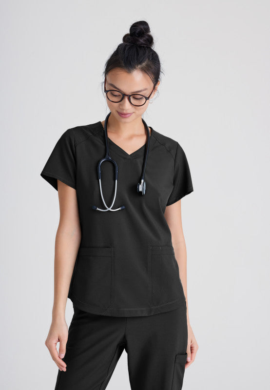 Grey's Anatomy Evolve 2 Pocket Piped V-Neck Top GSST180