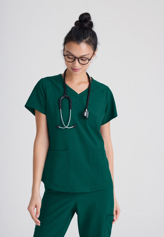 Grey's Anatomy Evolve 2 Pocket Piped V-Neck Top GSST180